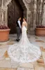 New Fashsion Plus Size Abiti da sposa a sirena Applique in pizzo Lunghezza pavimento Abito da sposa scollo profondo Abiti da sposa Abiti da Noiva