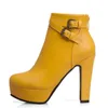 حار بيع الأزياء قصيرة الأحذية النساء منصة مثير أحذية الكاحل للنساء عالية الكعب أسود أحمر أصفر أحذية بيضاء أحذية السيدات حجم كبير 48