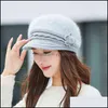 ビーニー/ SKLキャップ帽子帽子、スカーフグローブファッションアクセサリー暖かい女の子冬秋ベレー帽のための女性ウールニットママウサギの毛皮ソリ