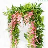 Decorative Flowers & Wreaths 2 Meters Hydrangea Leaf Vine Wedding Flower Wall Arrangement Home Bathroom Decoration Accessories Artificial Fl