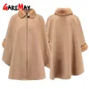 Kış kürk ceket kadın pelerin ceket artı boyut batwing kabarık kol sıcak kürk pelerin kadın palto pelerin poncho şal ceket kadın 201214