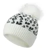 Leopard Knitted Hat Pom Pom Fur Ball Beanies Women Winter Warm Wool Knitting Hat Outdoor Keep Warm Beanie Caps Party Hats GD1049