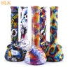 wholesale 8.6'' mini beaker water pipes hookah straight bong non fading colorful pattern silicone bongs dabs rig water bubbler smoking pipe 420