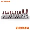 TOPYOTERU 10PC Torx Bit CRV Socket 14" 38" Drive Star S2 T8 T10 T15 T20 T25 T27 T30 T40 T45 T50 s Y200321