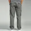 メンズハイウエストパンツ弾性プラスサイズの服6xl貨物パンツメンズ多くのポケットルーズワークパンツ男性ストレートズボン201217