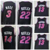 Edition Earned City Basketball Jimmy Butler Jersey 22 Dwyane Wade 3 Tyler Herro 14 Kendrick Nunn 25 Bam Adebayo 13 Black Pink Stitched