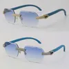 2022 New Model Micro-paved Diamond Sunglasses Original Wood Rimless Sun Glasses 18K Gold C Decoration Male Female Stones Glasses U255f