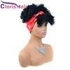 Puszysty opaska na głowę krótka peruka odporna na ciepło syntetyczną perukę łączoną turban afro perwersyjne okrężne pasmo na bandę dla czarnych kobiet NAT6337587