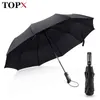 Rüzgar Dayanıklı Katlanır Otomatik Şemsiye Kadınlar Oto Lüks Büyük Rüzgar Geçirmez Şemsiye Yağmur Erkekler Için Siyah Kaplama 10 K Parasol 201218