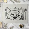 Funny Dog Pattern Set de table à manger Tapis de table Boissons Coasters Western Pad Lin Tapis de tasse 40 * 30 cm Accessoire de cuisine T200703