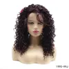 Kinky Curly Sintetic Lacefront Wig Natural Color Simulação Cabelo Humano Perucas dianteiras para as mulheres 1988-6