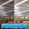 8FT Linkbare winkelverlichting, 120W 14400LM V-vorm T8 LED-buisarmatuur, dubbele zijde 4 rijen, duidelijke lens 6000k fluorescentielampvervanging