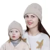 패션 부모 - 자식 겨울 모자 아기 아이 아버지와 어머니 따뜻한 모자 크로 셰 뜨개질 니트 아기 부드러운 따뜻한 솔리드 컬러 모자