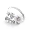 Hopearl Smycken Diy Mount Setting Flower Ring 925 Sterling Silver för Pearl Ring Mount 3 stycken