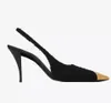 Luxe Femmes Vesper Sandales Chaussures Pour Femmes Slingback En Cuir Verni Embout En Métal Dame Pompes Mode Talons Hauts Confort Marche EU35-40.BOX