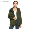 Ekouaer المرأة الربيع جاكيتات الياقة المدورة Zip-Up معطف في الهواء الطلق مقنعين سترة خفيفة الوزن بالإضافة إلى حجم المعاطف 201210
