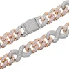 Iced Out Chain for Men Women Miami Cuban Link Halsband Luxury Micro Paled Rose Gold White Cz Cuban Fashion Hip Hop Jewelry291H