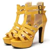 Fashion Peep Toe Summer for Women Sandals High Heels Platform Ankle Boots Yellow White Blue Red Party Shoes Female 220315