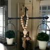 Wood Bead Garland With Tassels Heart Wood Beads String Chain Rustic Farmhouse Wall Hanging Decorations Country Home Decor YG1032