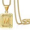 Tyrant Gold Hip Hop Vierkante Letter Hanger Ketting Capital Initials Naam Hanger 20 inch Parel Ketting Titanium Stalen Sieraden