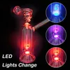 LED Light Change Hookahs Handcraft Glass smoking Pipe Lights Bongs Grow in the Dark Hookah Tobacco Bowl Portable Shisha Oil Percolater Bubbler Water Pipes