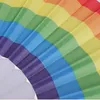 Folding Rainbow Fan Rainbow Printing Crafts Party Favor Home Festival Decoration Plastic Hand Held Dance Fans Gifts GCF14240