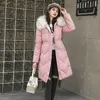 KMVEXO 2020 Automne Hiver Veste Streetwear Femmes Slim Long Parkas Femme Solide Plus Taille À Capuchon Avec Grosse Fourrure Épaissir Femme Manteau T200902