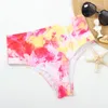 Nuevo 2020 Tie Dye Bikini Mujeres Rainbow Traje de baño Trajes de baño de dos piezas de talle alto Conjunto de bikini acolchado Traje de baño biquini feminino LJ200824