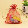 7X9cm Open Gold Silver Heart Small Organza Bags Jewelry Gift Pouches Candy Bag Jewelry Pouches Bags 100pcs/bags