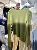 New Fashion design women's puff long sleeve gradient color knitted asymmetric bottom sweater tops jumper SMLXL