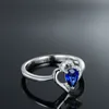 Ainuoshi 1 Carat Pêra Corte Azul Sona Nupcial Anéis 925 Sterling Silver Coração Forma Mulheres Gota de Água Anéis de Noivado de Casamento Y200106