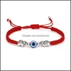 Charme Bracelets Bijoux Bleu Mauvais Oeil Corde Tressée Chaînes Pour Femmes Hommes Tortue Éléphant Hamsa Main Chaîne Rouge Bracelet Mode Drop Delivery 2