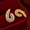 Stud vintage vrouwelijke witte zirkoon stenen oorbellen rose goud zilveren kleur schattige slang holle bruiloft voor vrouwen1