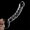 Transparente Cristal Vidro Massager Massager Dual Head Enorme Dildo Anal Bru Plug G-Spot Estimulação Sexo Brinquedo Para Casais Masturbator Y201118