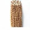Brazylijska ludzka dziewicza Remy Curly Hair Weft Curl Tkaczy nieprzetworzoną blondynkę 613 podwójnie narysowany klip w rozszerzenia 4170397
