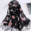 Fancy borla hijab estampado floral chales bufandas