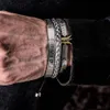 3PCSSet Roman siffer Bangles Men armband handgjorda rostfritt stål hampa rep spänne öppen pulseira bileklik lyxsmycken8194398