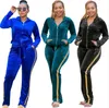 Kvinnor plus storlekjacka Sportkläder Tracksuit Långärmad Outfits 2 Piece Set Jogging Sport kostym Sweatshirt Tights Sport Suit KLW5553