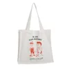 New Cotton Twill Canvas Shoulder Bag Cute Cartoon Printing Women Large Handbag Big Tote Quality Thick Shopping Bags For Ladies