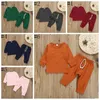 Baby Candy Color Girl Clothes Set Solida Småbarn Toppar Toppar Byxor 2st Satser Långärmad Barn Casual Suit Baby Kläder 6 färger BT5472