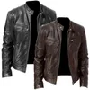 Men's Jackets 2022 Autumn Male Leather Jacket Black Brown Mens Stand Collar Coats Biker Motorcycle