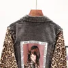 Giacche da donna Streetwear Style Punk Applique Perline Donna Giacca di jeans Autunno Harajuku Leopard Loose Jean Coat1