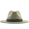 Panama cap jazz formele hoed mannen vrouwen brede rand wol voelde fedora hoeden met riem gesp trilby chapeau fashion caps party top hoed