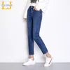 Leijijeans Herbst Blaue Farbe 5XL 6XL Plus Größe Baumwolle Lose Denim Pant Mid Taille Ganzkörperansicht Normale Freund Jeans Für Frauen