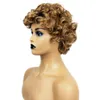 Curly Blonde syntetisk peruksimulering Mänsklig hår peruk Hårstycken för svarta och vita kvinnor Bourgogne Pelucas K455663837