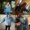 Jvcake Plus Size Women's Loose Cotton Denim Jacket Section Mode Broderie Motif Revers Bleu hiver Denim Manteau Femme XL 201023