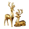 Nordic Christmas Renifer Figurka 2 Sztuk Geometryczna Żywica Siedzi Stały Elk Jeleń Statua Do Dekoracji Office Home On 220210