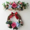 Fleurs décoratives couronnes bricolage artificielle garale rose couronne de mariée de mariée de mariage décor de jardin fausse fleur porte suspendue de Noël flores gi