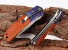 1 個新 DA138 支援高速オープン折りたたみ刃ナイフ 440C サテンブレード木製ハンドル EDC ポケットナイフリテールボックス