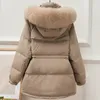 Deat Winter Hoody Long Sleeve Office Lady Midlength Coat 두께 White Duck Down Jacket RC079 201103